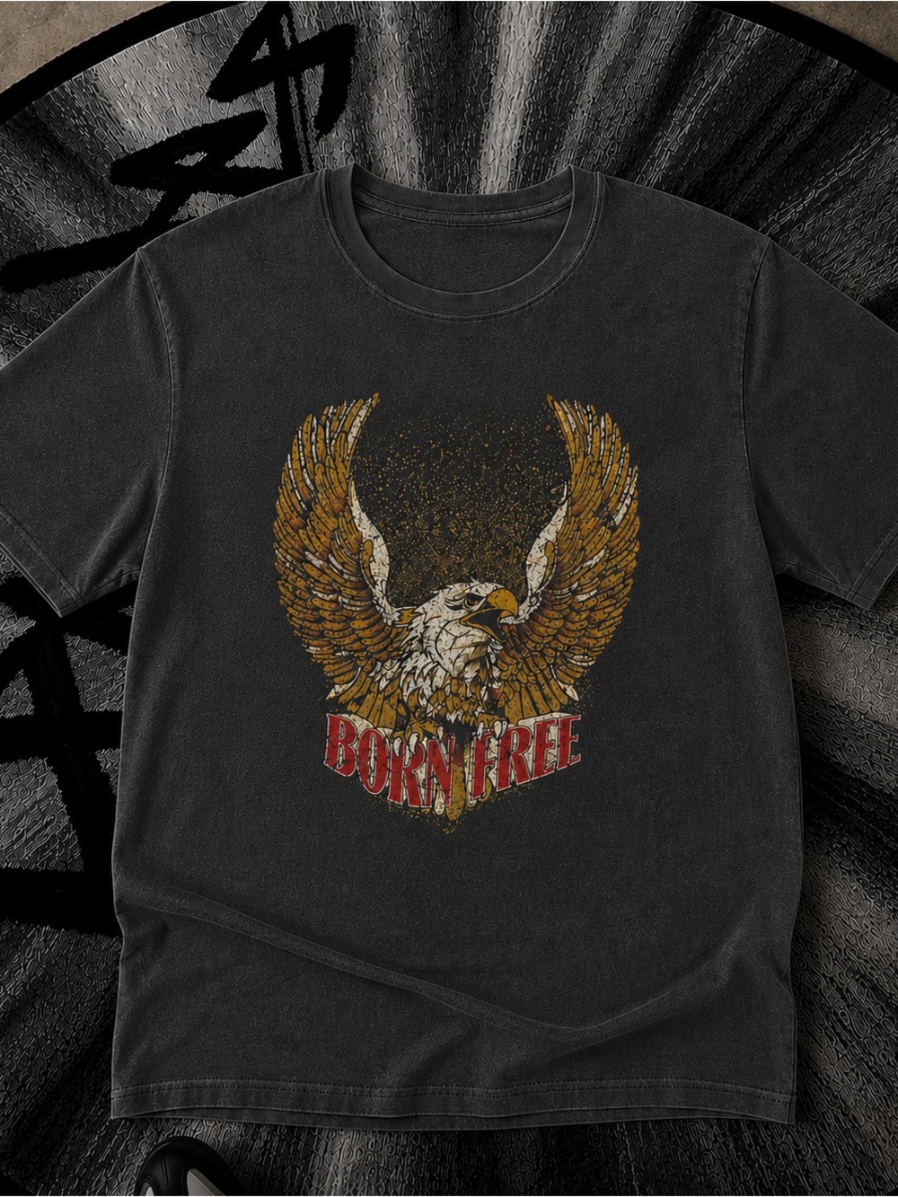 Born Free Eagle Shirt, American Freedom Graphic Tee - Black